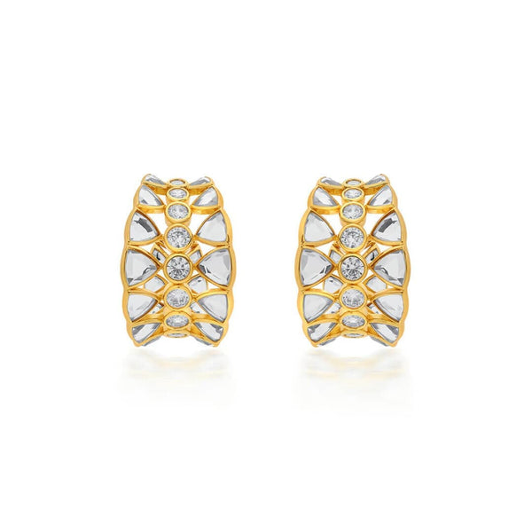 Isharya Ruhaaniyat CZ & Mirror Hoop Earrings Earrings Gold