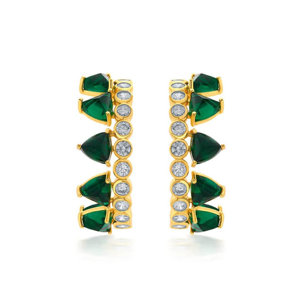 Isharya Ruhaniyat Hydro Emerald & CZ Hoop Earrings Earrings