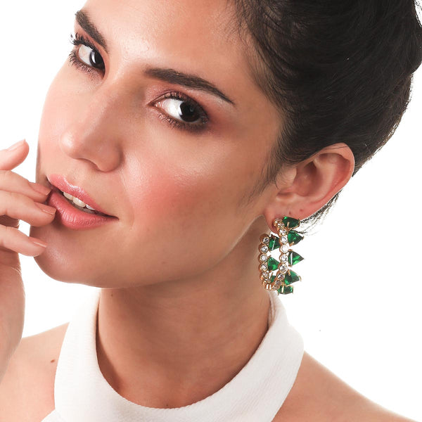 Isharya Ruhaniyat Hydro Emerald & CZ Hoop Earrings Earrings