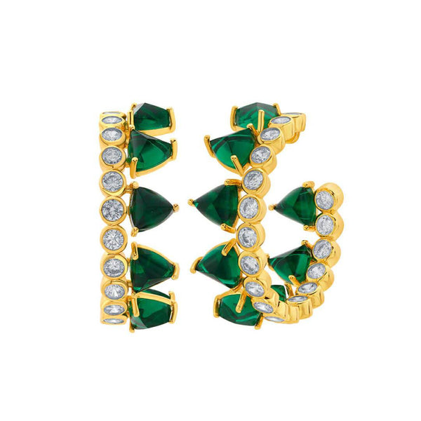 Isharya Ruhaniyat Hydro Emerald & CZ Hoop Earrings Earrings