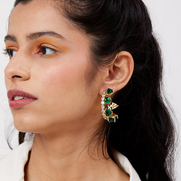 isharya Ruhaniyat Hydro Emerald & CZ Hoop Earrings Earrings