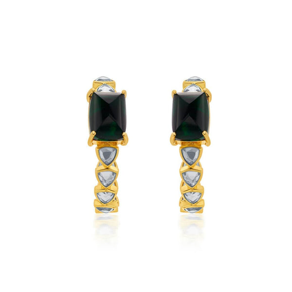 Isharya Ruhaniyat Hydro Emerald & Mirror Hoops Earrings