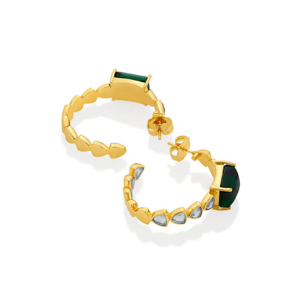 Isharya Ruhaniyat Hydro Emerald & Mirror Hoops Earrings