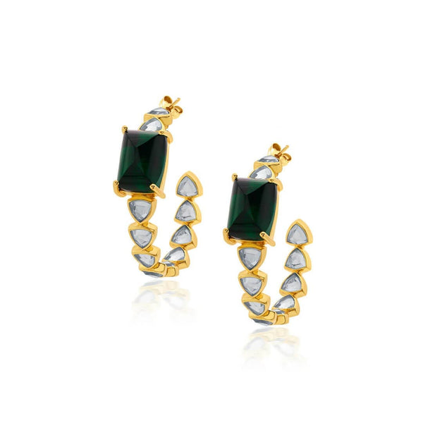 isharya Ruhaniyat Hydro Emerald & Mirror Hoops Earrings