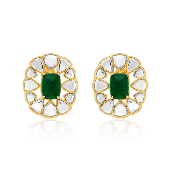 isharya Ruhaniyat Mirror & Hydro Emerald Studs Earrings