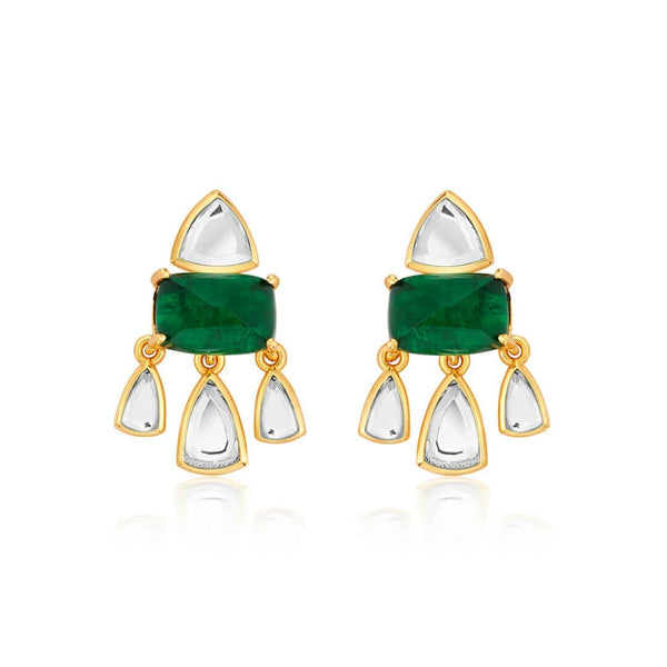 isharya Shiza Mirror & Hydro Emerald Statement Studs Earrings