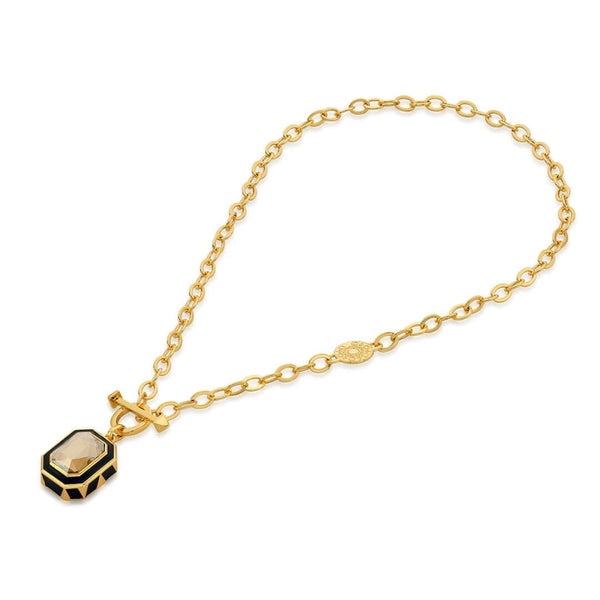 Isharya Soleil Black Enamel Necklace Necklaces Gold