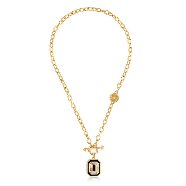 isharya Soleil Black Enamel Necklace Necklaces Gold