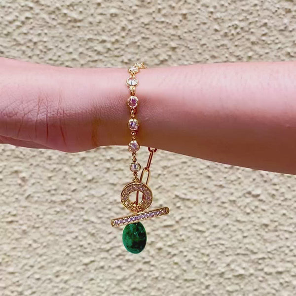 Isharya Sultana Green Quartz Toggle Bracelet Bracelets