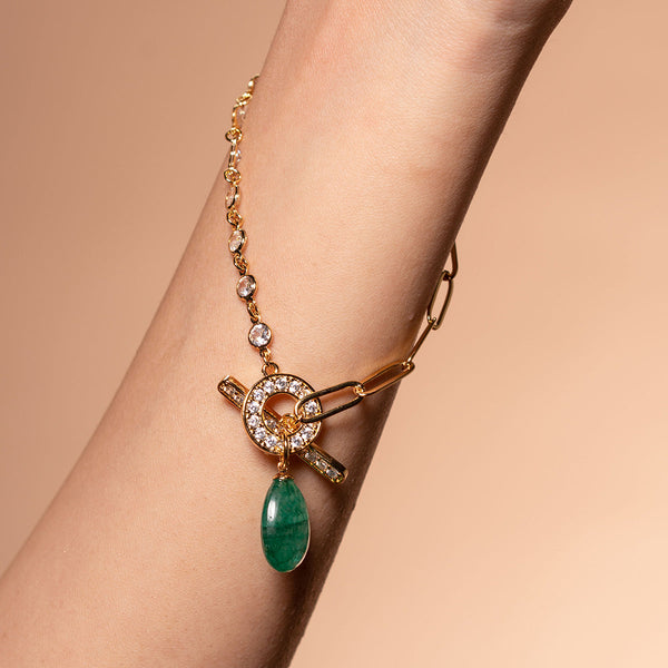 isharya Sultana Green Quartz Toggle Bracelet Bracelets