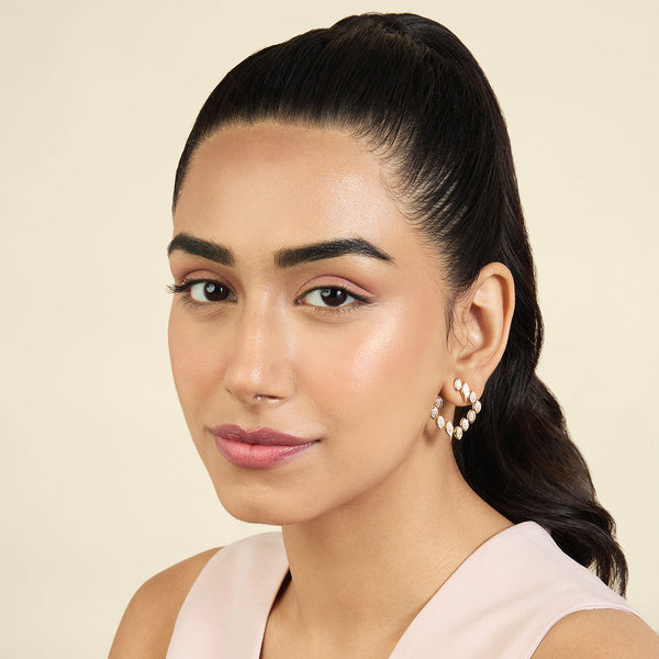 Isharya Tennis Girlie Square Front Back Earrings Earrings