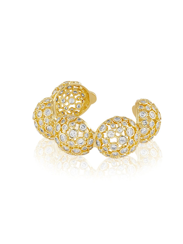 Isharya White Crystal Ball Cuff Bracelet Bracelets XS