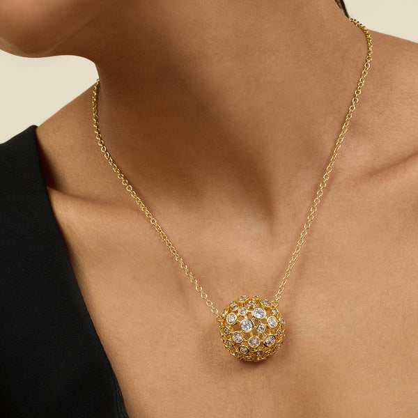 isharya White Crystal Ball Pendant Necklace Necklaces