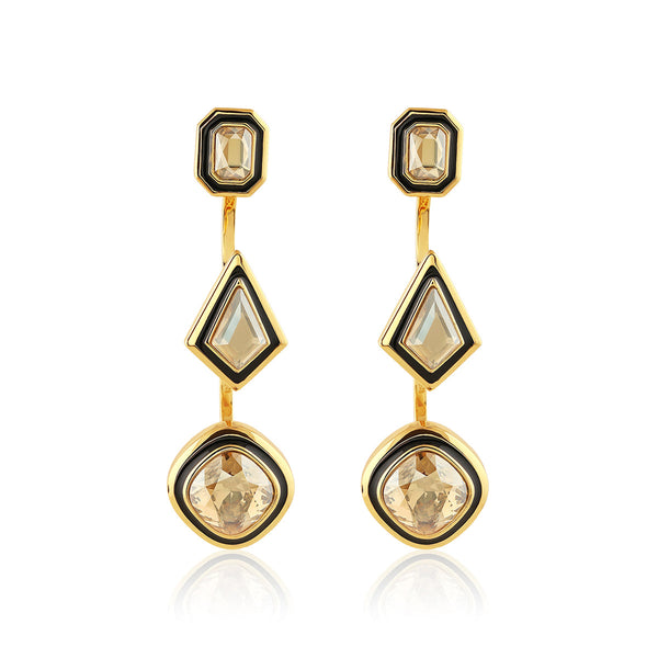 Isharya Yellow Crystal Front Back Earrings Earrings