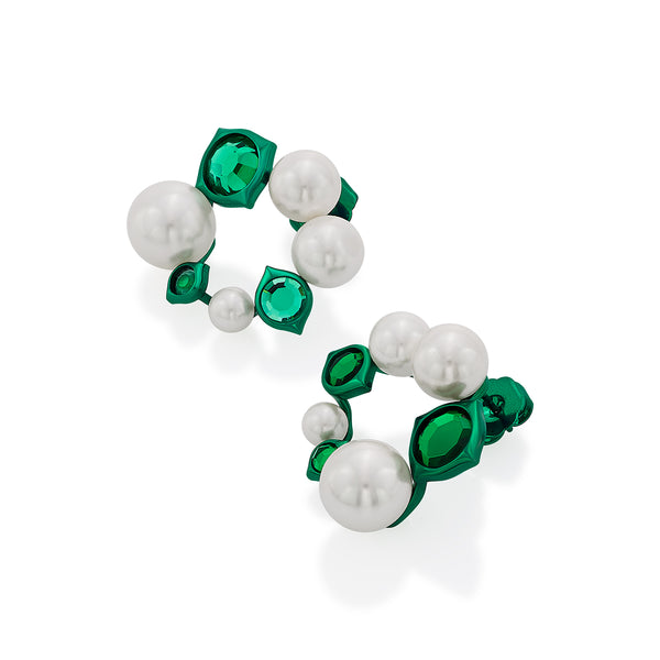 Isharya Zeenat Green Quartz Pearl Earrings Earrings Green