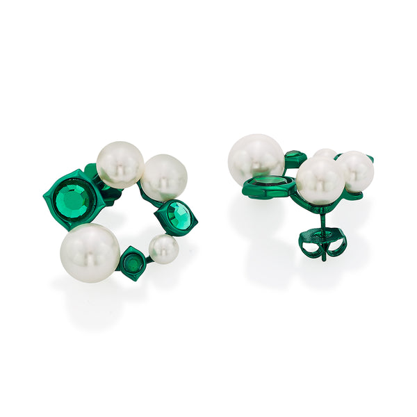 Isharya Zeenat Green Quartz Pearl Earrings Earrings Green