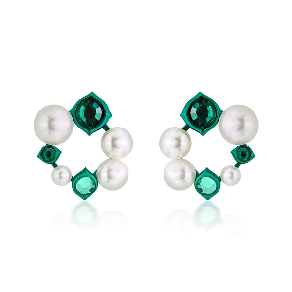 isharya Zeenat Green Quartz Pearl Earrings Earrings Green