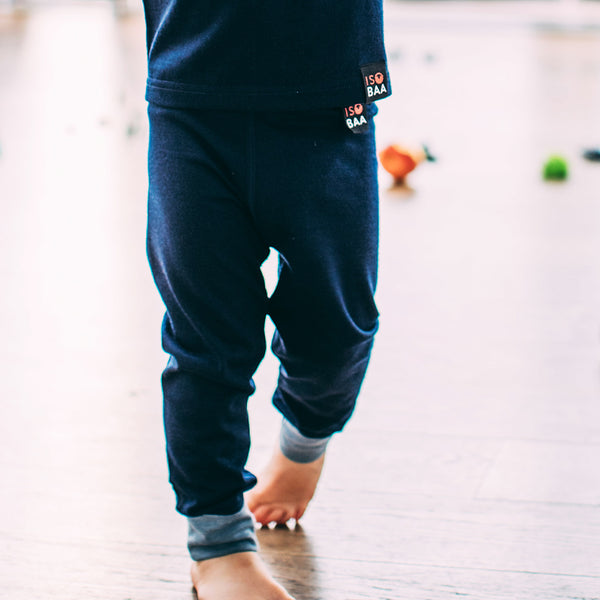 Isobaa Kids Merino Blend 200 Leggings (Navy/Sky)