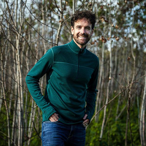 Isobaa Mens IsoSoft 240 Zip Neck (Emerald)