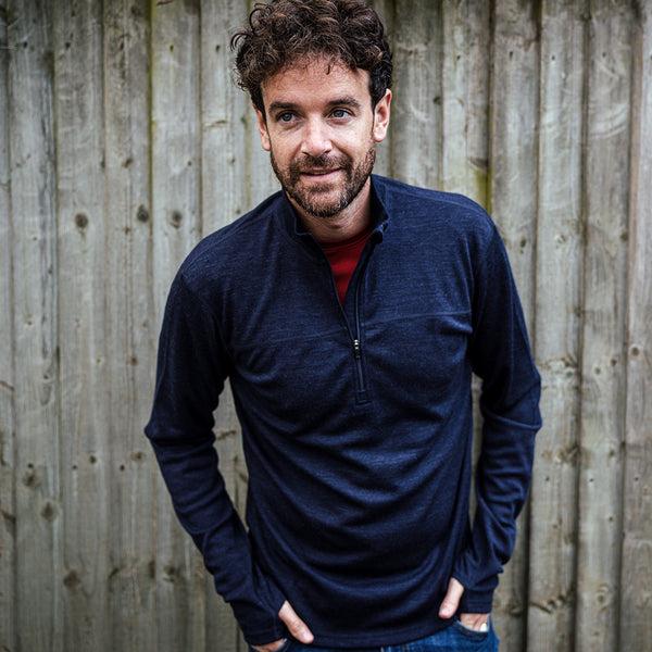 Isobaa Mens IsoSoft 240 Zip Neck (Navy)