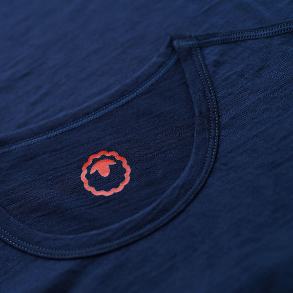 Isobaa Mens Merino 150 Emblem Tee (Navy/Orange)