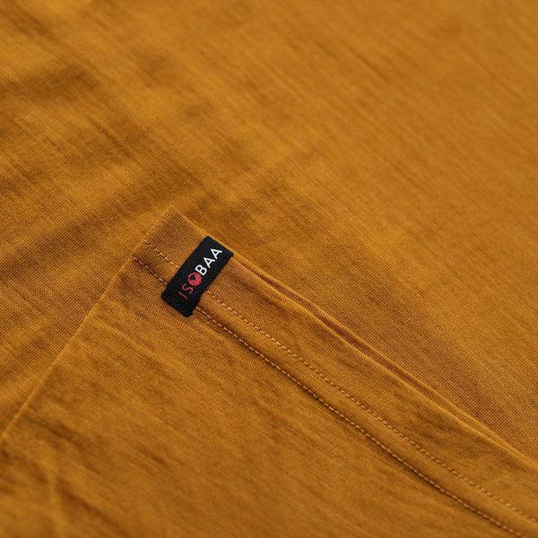 Isobaa Mens Merino 150 Mountains Tee (Mustard/Navy)