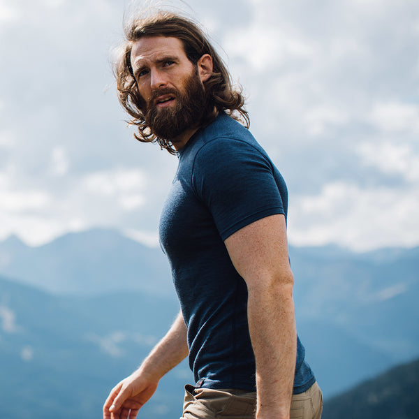 isobaa Mens Merino 150 Short Sleeve Crew (Denim)