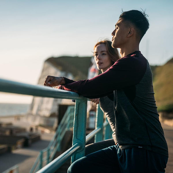 isobaa Mens Merino 180 Baseball Crew (Smoke/Wine)