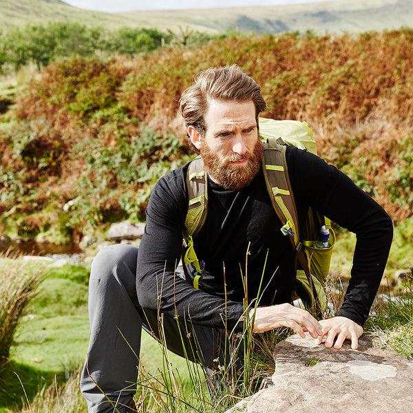 isobaa Mens Merino 180 Long Sleeve Crew (Black)