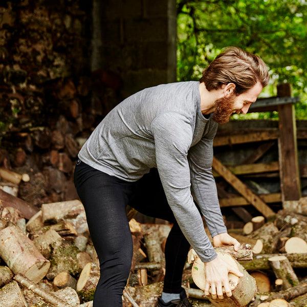 Isobaa Mens Merino 180 Long Sleeve Crew (Charcoal)