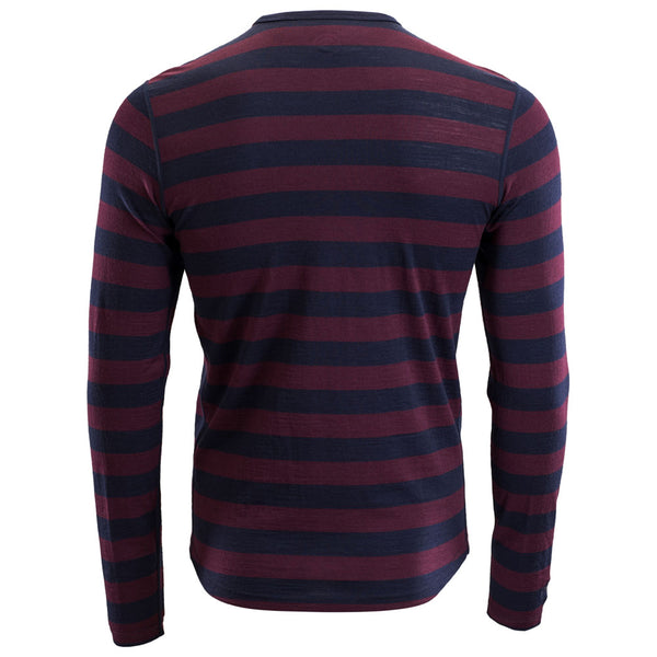 Isobaa Mens Merino 180 Long Sleeve Crew (Navy/Wine)