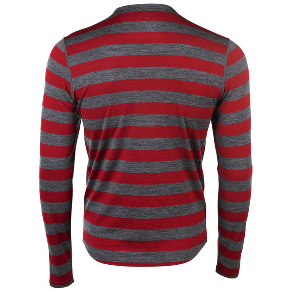Isobaa Mens Merino 180 Long Sleeve Crew (Smoke/Red)