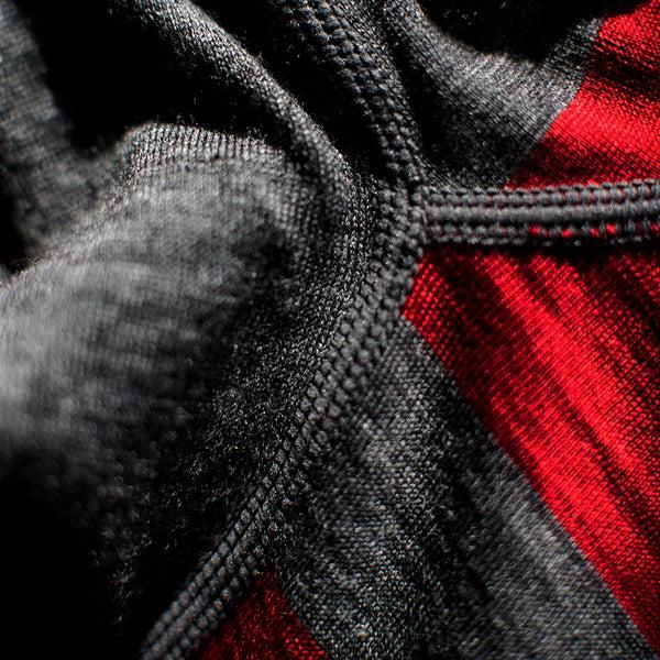 Isobaa Mens Merino 180 Long Sleeve Crew (Smoke/Red)