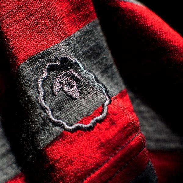 Isobaa Mens Merino 180 Long Sleeve Crew (Smoke/Red)