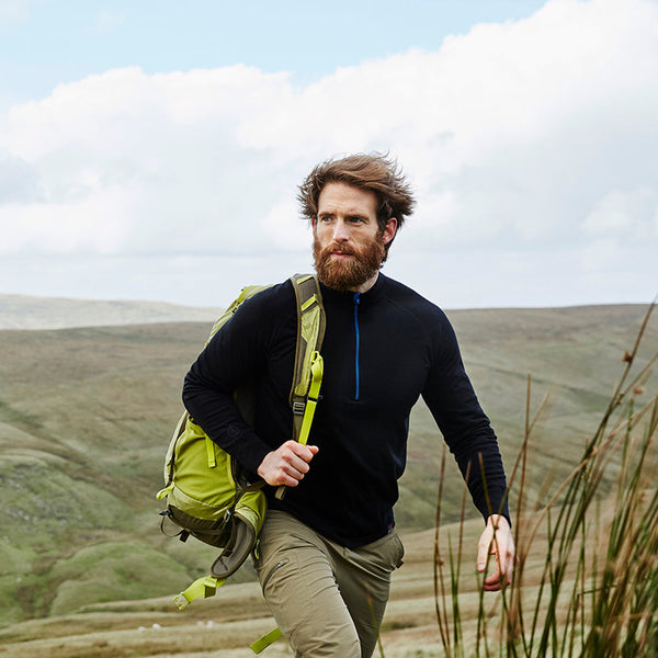 isobaa Mens Merino 200 Long Sleeve Zip Neck (Black)