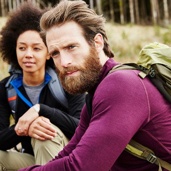 Isobaa Mens Merino 200 Long Sleeve Zip Neck (Wine)