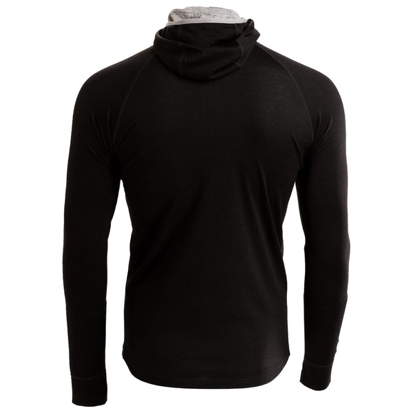 Isobaa Mens Merino 200 Zip Neck Hoodie (Black)