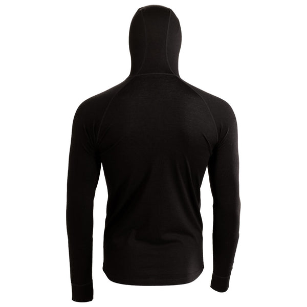 Isobaa Mens Merino 200 Zip Neck Hoodie (Black)