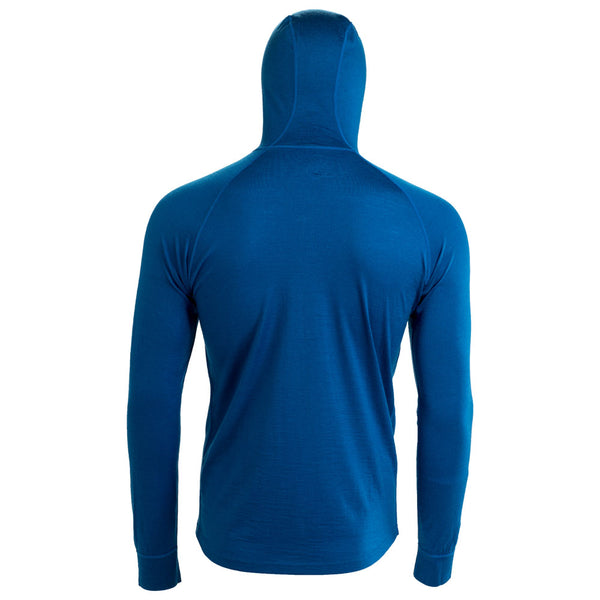 Isobaa Mens Merino 200 Zip Neck Hoodie (Blue)