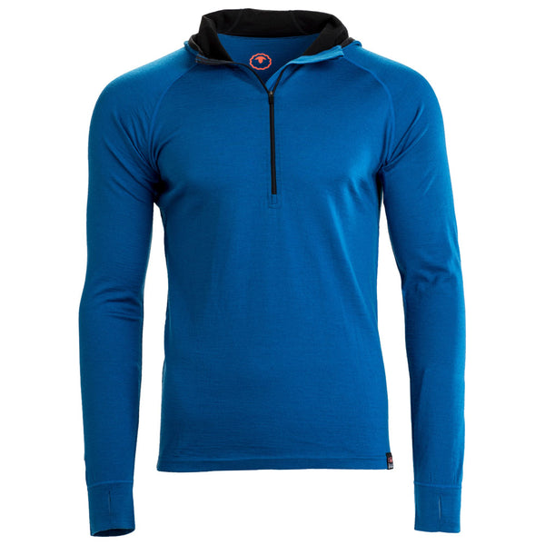 Isobaa Mens Merino 200 Zip Neck Hoodie (Blue)
