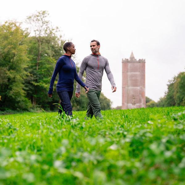 Isobaa Mens Merino 200 Zip Neck Hoodie (Charcoal)