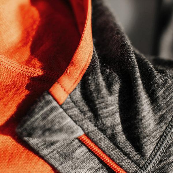 Isobaa Mens Merino 200 Zip Neck Hoodie (Charcoal)