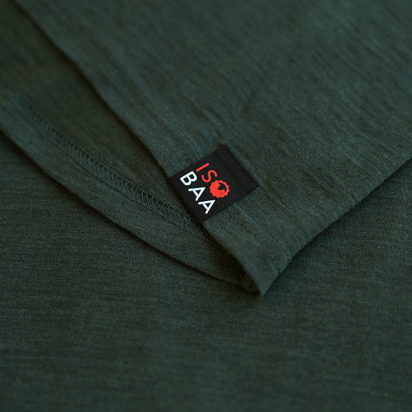 Isobaa Mens Merino 200 Zip Neck Hoodie (Forest)