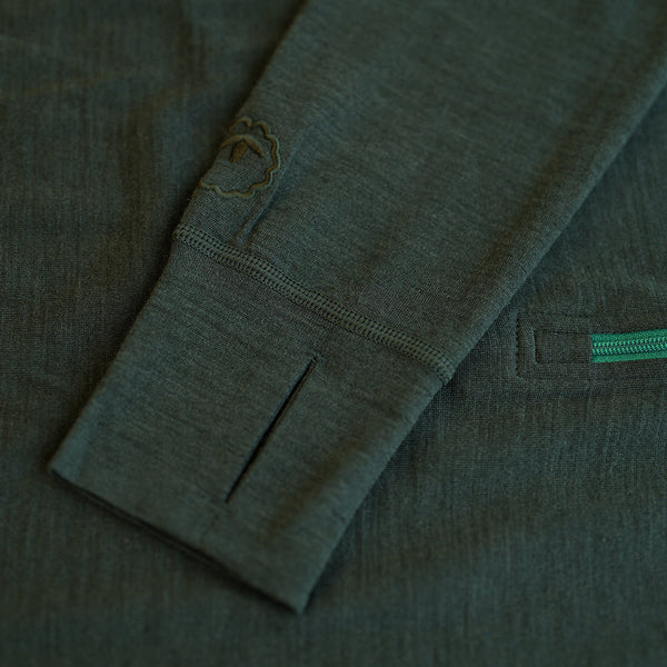 Isobaa Mens Merino 200 Zip Neck Hoodie (Forest)