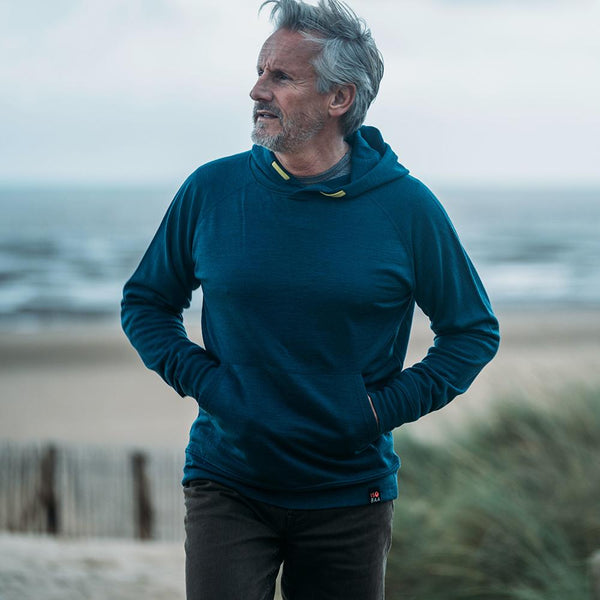 Isobaa Mens Merino 260 Lounge Hoodie (Petrol/Lime)