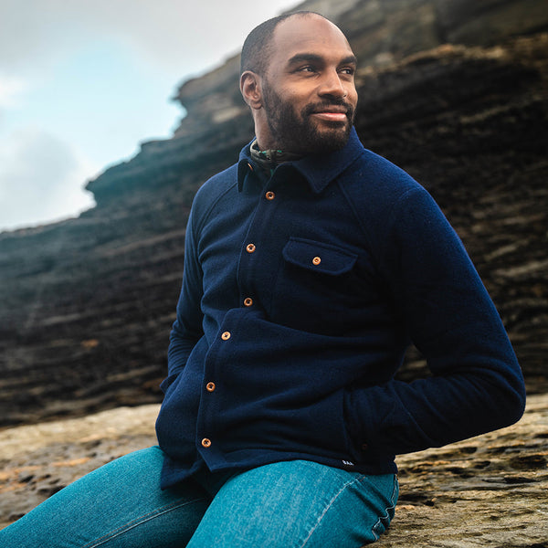 Isobaa Mens Merino Blend Mountain Shirt (Navy)