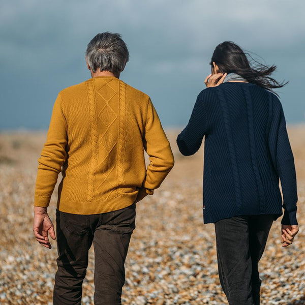 Isobaa Mens Merino Cable Sweater (Mustard)