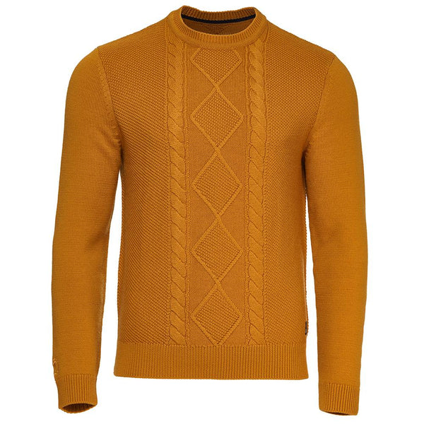 isobaa Mens Merino Cable Sweater (Mustard)