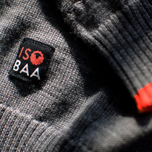 Isobaa Mens Merino Crew Sweater (Charcoal/Orange)