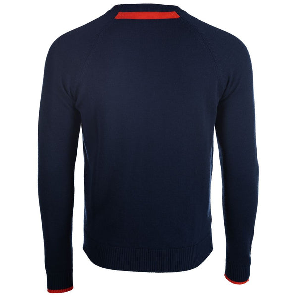 Isobaa Mens Merino Crew Sweater (Navy/Orange)